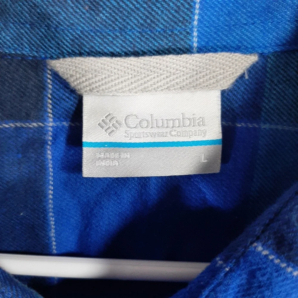 Columbia Mens Blue Black‎ Buffalo Plaid Long Sleeve Button Down Shirt Large